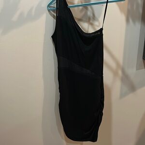 Arden B little black dress one shoulder mesh detail